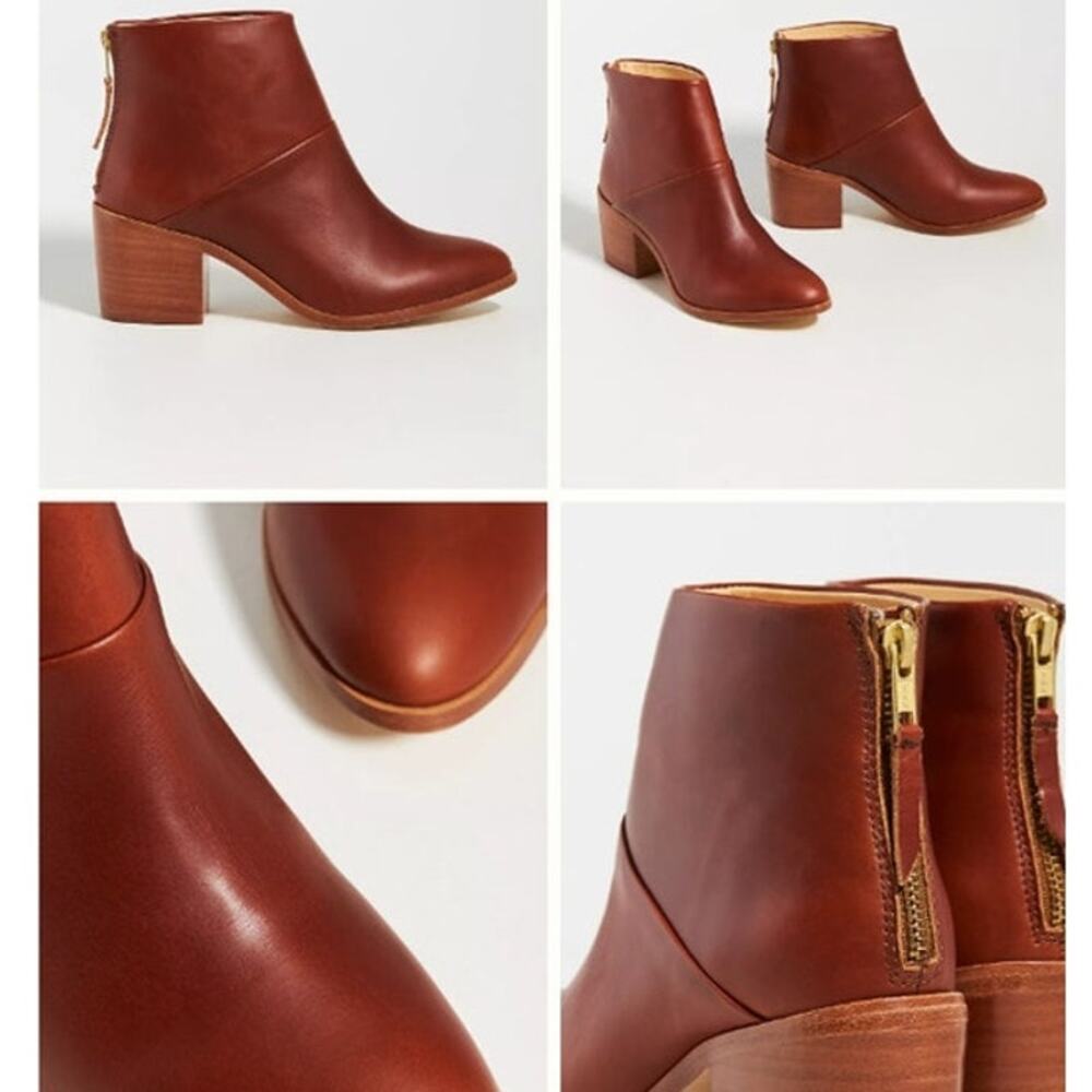 Nisolo Dari Commuter Boot Brandy Anthropologie Leather Block Heel Ankle Booties - Picture 3 of 15